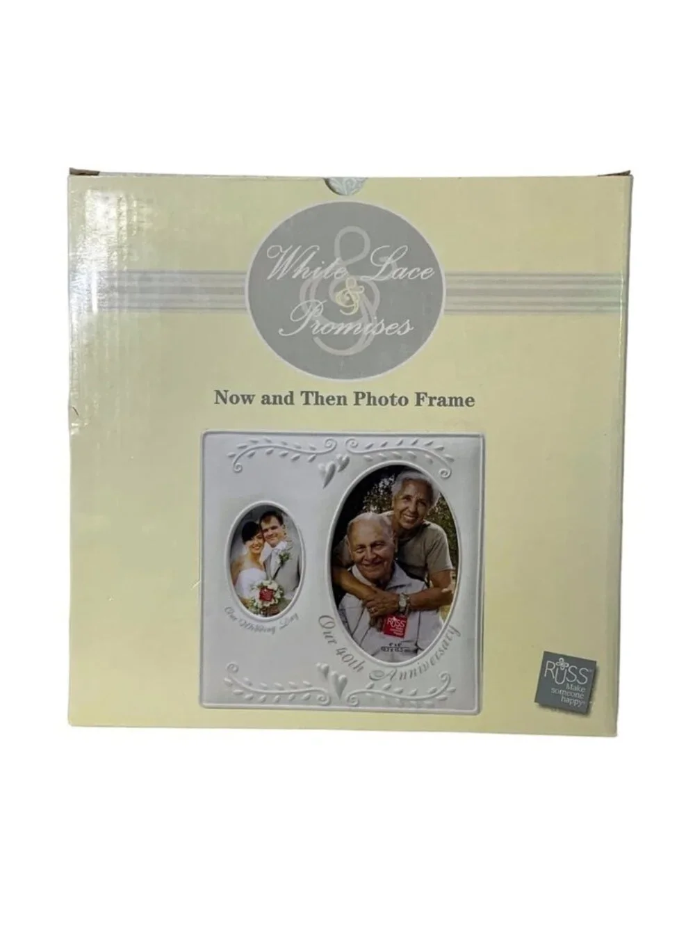 Photo Frame 40Th Anniversary Porcelain Holds 2 Photos Now and Then Keepsake Gift
